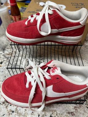 Nike Air Force 1 Kids' University Red Suede Low-Top Sneakers